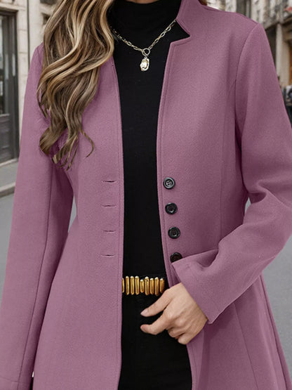 Button Up Long Sleeve Coat - Tigbul's Variety Fashion Shop