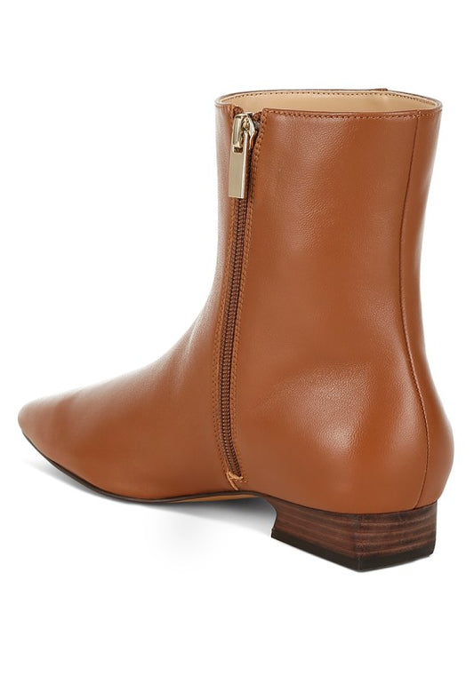 Obita Flared Heel Genuine Leather Boots - Tigbul's Variety Fashion Shop