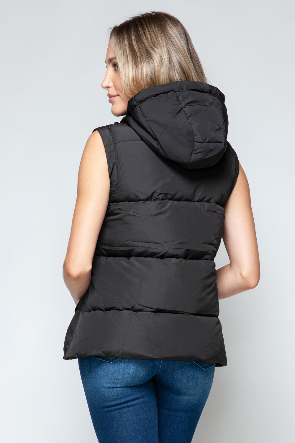 Snobbish Snap and Zip Closure Hooded Vest - Tigbul's Variety Fashion Shop