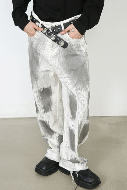 Men's Contrast Loose Jeans - Tigbul's Variety Fashion Shop