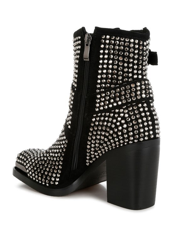 Babbon Studded Harness Detail Ankle Boots - Tigbul's Variety Fashion Shop