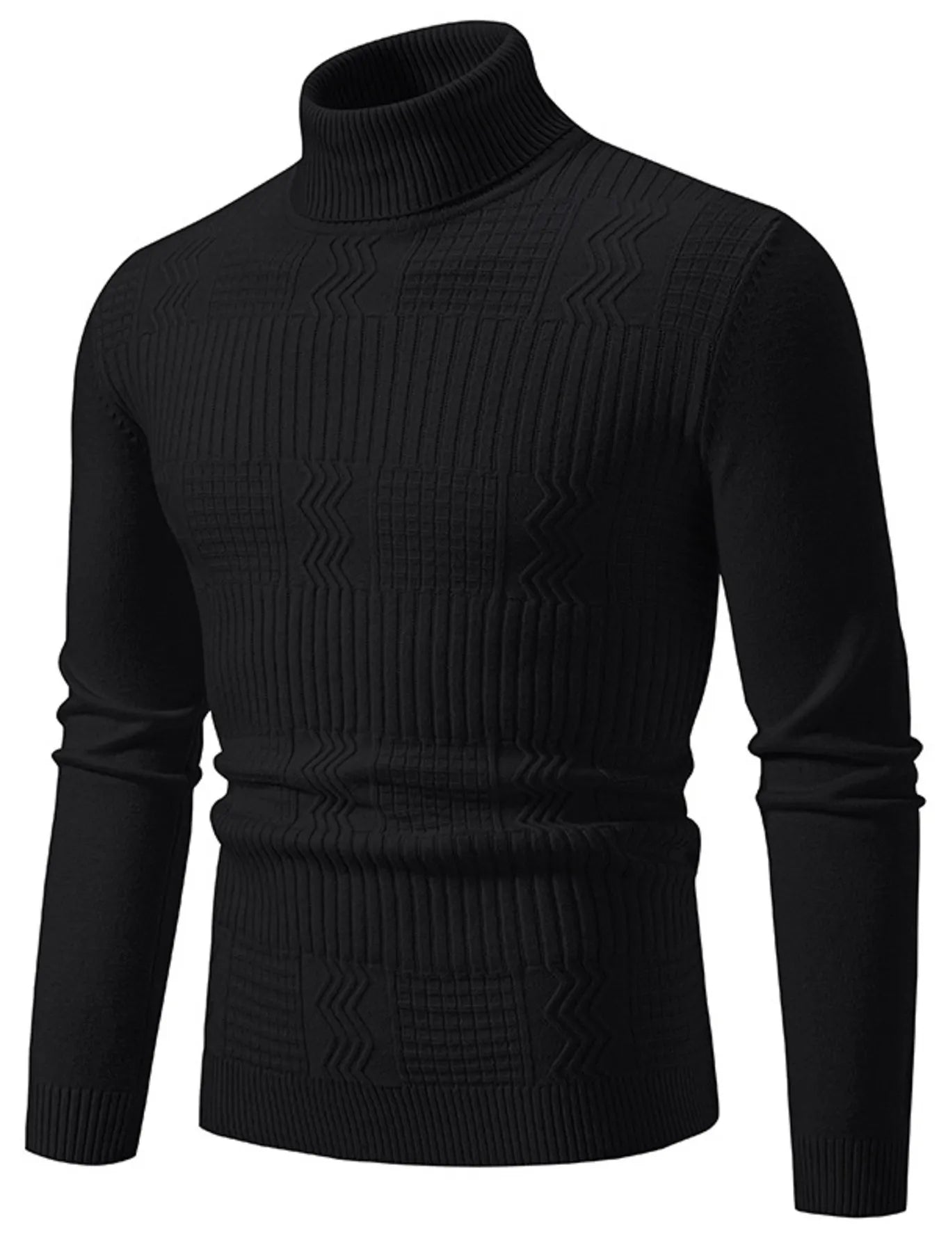 Men's Turtleneck Long Sleeve Sweater - Tigbul's Variety Fashion Shop