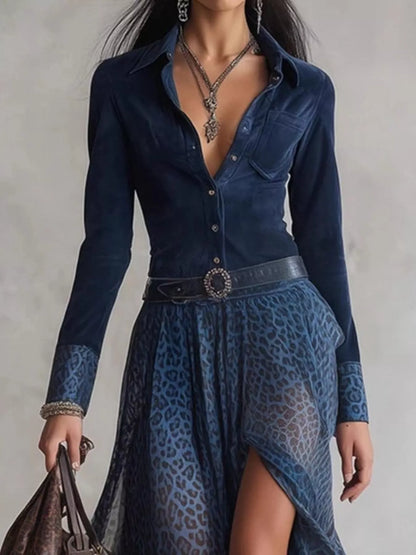 Leopard Button Front Slit Maxi Dress - Tigbul's Variety Fashion Shop