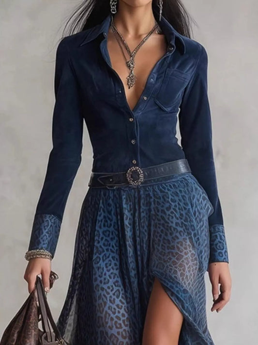 Leopard Button Front Slit Maxi Dress - Tigbul's Variety Fashion Shop