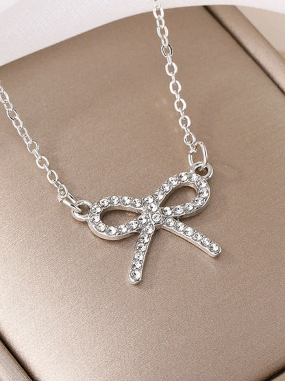 Zircon Bow Pendant Necklace - Tigbul's Variety Fashion Shop