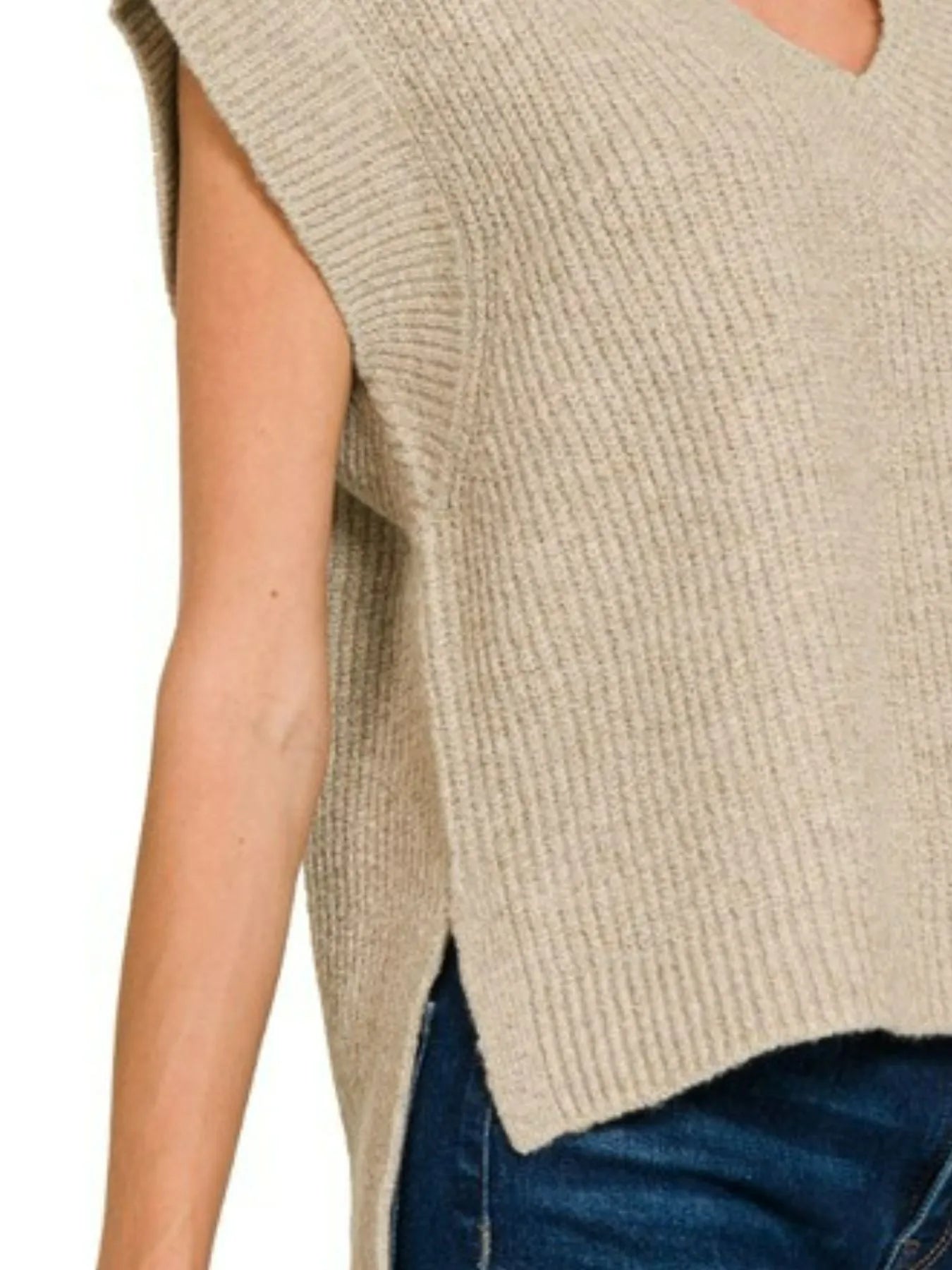 Zenana Oversized Sweater Vest with Side Slit - Tigbul's Variety Fashion Shop