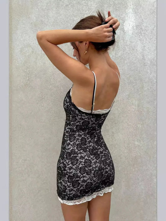 Lace Trim Cami Mini Dress - Tigbul's Variety Fashion Shop