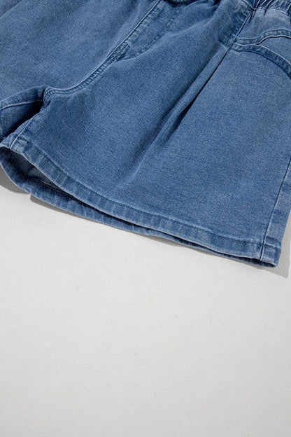 Drawstring High Waist Denim Shorts with Pockets - Tigbul's Variety Fashion Shop