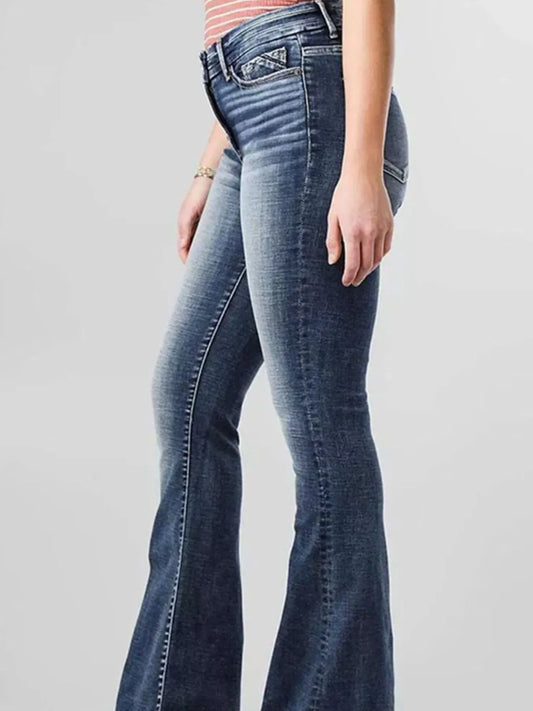 High-Rise Flare Gradient Wash Jeans - Tigbul's Variety Fashion Shop