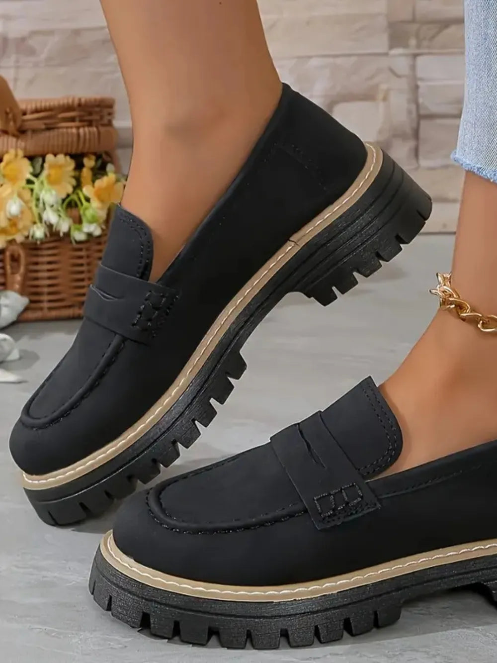 Round Toe Platform Loafers - Tigbul's Variety Fashion Shop