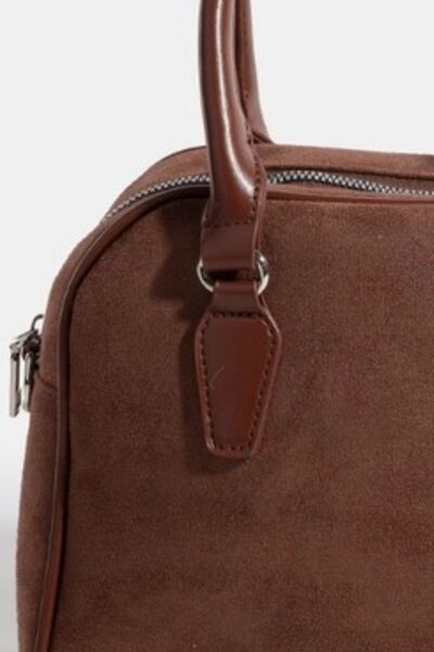 Dark Brown Faux Leather Handle Boxy Handbag - Tigbul's Variety Fashion Shop
