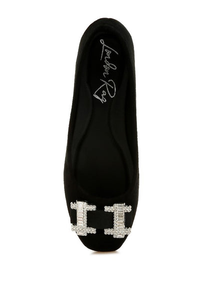 Prajik Rhinestone Buckle Detail Ballerinas - Tigbul's Variety Fashion Shop