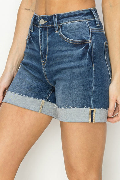 RISEN High Rise Cuffed Denim Shorts - Tigbul's Variety Fashion Shop