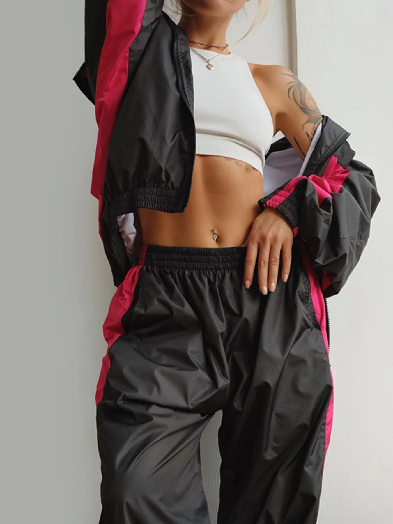 Zip Up Long Sleeve Top and Pants Set - Tigbul's Variety Fashion Shop