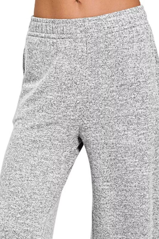 Zenana Soft Melange Hacci Elastic Waistband Lounge Pants - Tigbul's Variety Fashion Shop