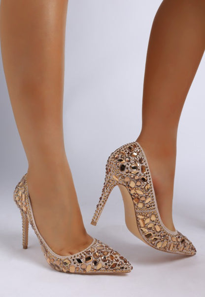 Iceout Diamante & Rhinestone Embellishments Pumps - Tigbul's Variety Fashion Shop