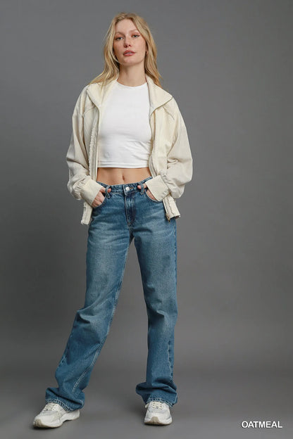 Umgee Two-Way Jacquard Zip-Up Jacket - Tigbul's Variety Fashion Shop
