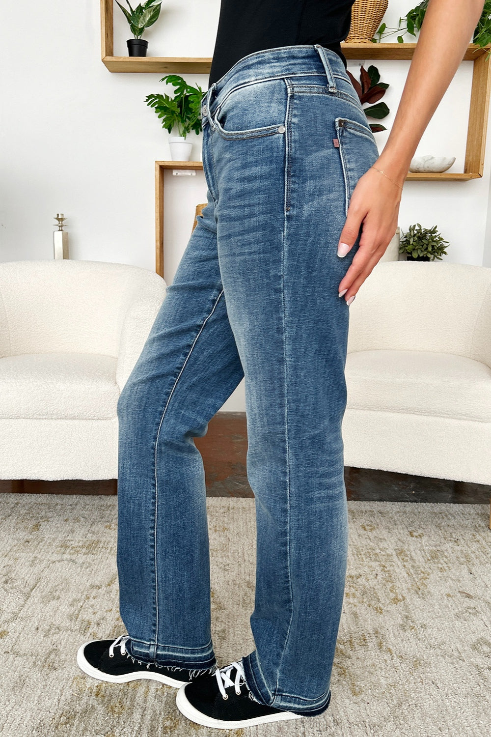 Judy Blue Full Size Mid Rise Release Hem Jeans - Tigbul's Variety Fashion Shop