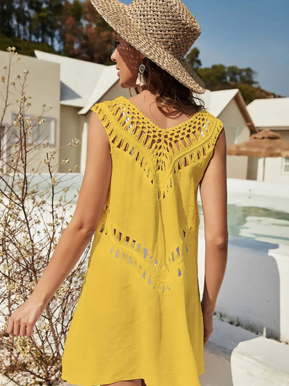 Crochet Detail Beach Cover Up Dress - Tigbul's Variety Fashion Shop