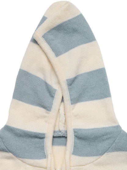 Drawstring Zip Up Striped Cardigan - Tigbul's Variety Fashion Shop