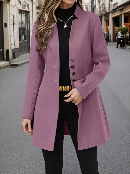 Button Up Long Sleeve Coat - Tigbul's Variety Fashion Shop