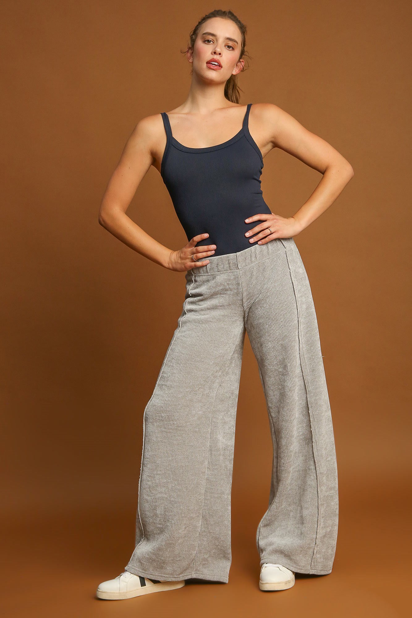 Umgee Elastic Waist Wide Leg Pants - Tigbul's Variety Fashion Shop