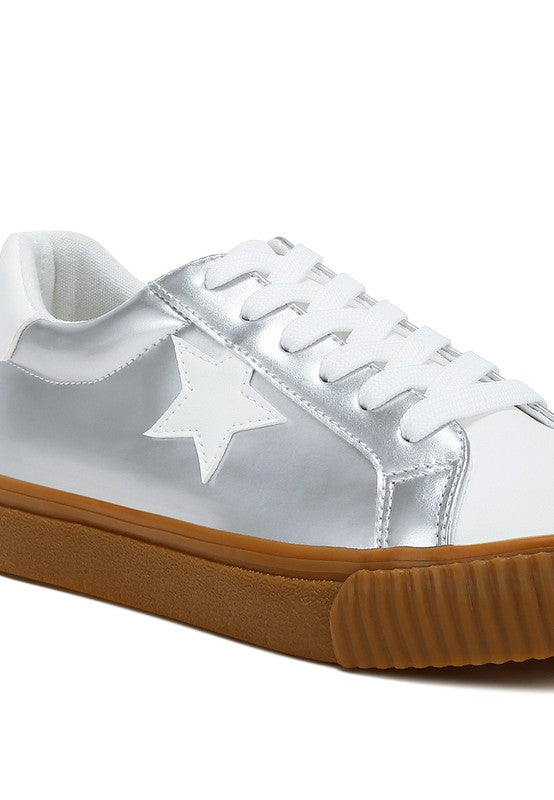 Jumping jacks Metallic Faux Leather Star Sneakers - Tigbul's Variety Fashion Shop