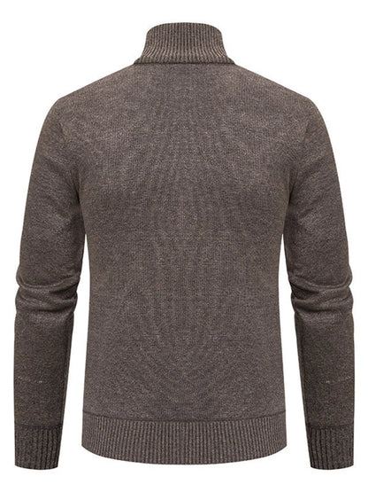Men's Plus Size Zip-Up Cardigan with Stand Collar - Tigbul's Variety Fashion Shop