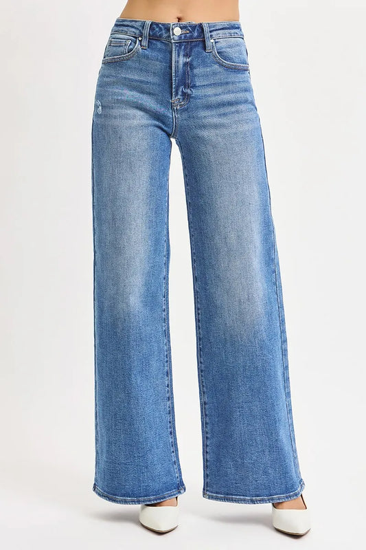 RISEN Full Size High Rise Wide Leg Jeans Plus Size - Tigbul's Variety Fashion Shop