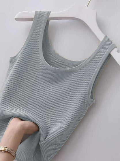 Plus Size Ribbed Knit Scoop Neck Tank Top - Tigbul's Variety Fashion Shop