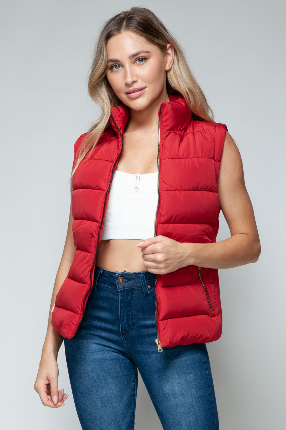 Snobbish Zip Up Turtleneck Vest with Pockets - Tigbul's Variety Fashion Shop