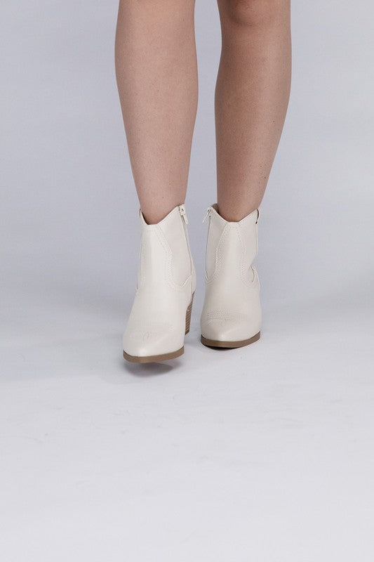 Side Zip Western Ankle Booties - Tigbuls Variety Fashion