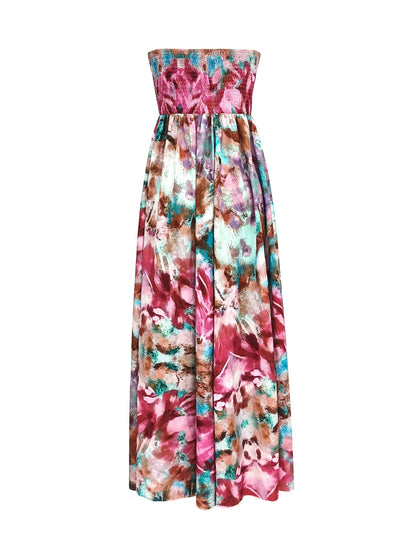 Smocked Printed Sleeveless Maxi Dress - Tigbul's Variety Fashion Shop