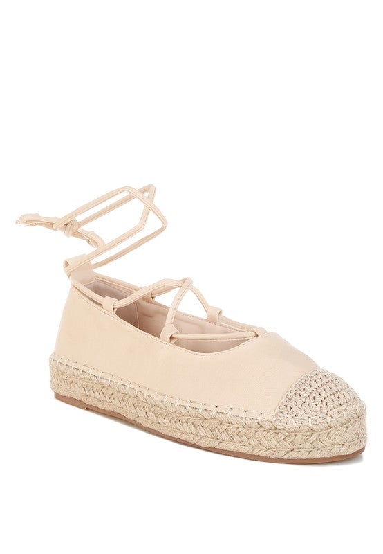 Alaya Woven Toe Lace-Up Espadrilles - Tigbul's Variety Fashion Shop