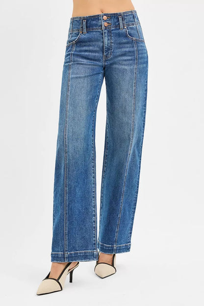 RISEN Mid Rise Fit Wide Baggy Jeans - Tigbul's Variety Fashion Shop