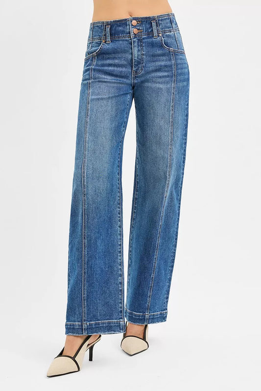 RISEN Mid Rise Fit Wide Baggy Jeans - Tigbul's Variety Fashion Shop