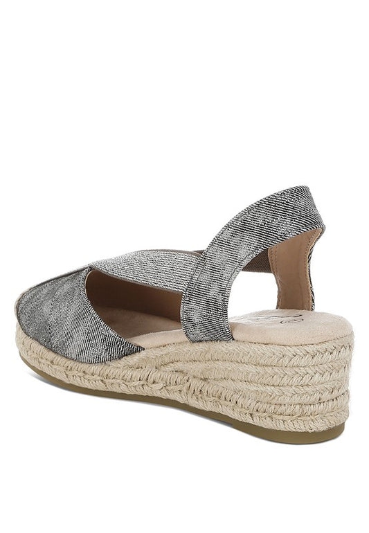 Port Side Metallic Woven Espadrille Wedges - Tigbul's Variety Fashion Shop