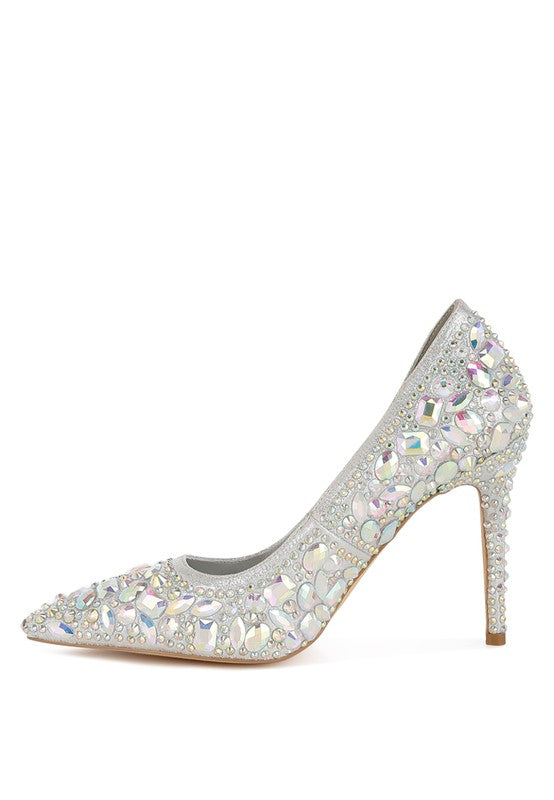 Iceout Diamante & Rhinestone Embellishments Pumps - Tigbul's Variety Fashion Shop