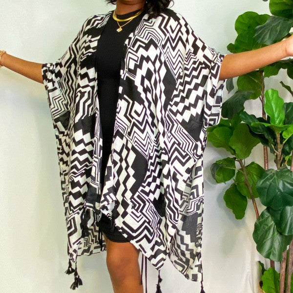 Geometric Art Kimono - Tigbul's Variety Fashion Shop