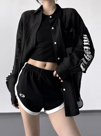 Button-Up Long Sleeve Oversized Shirt - Tigbul's Variety Fashion Shop