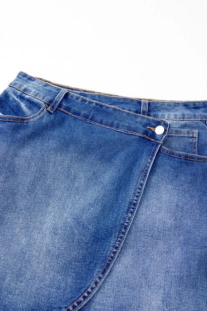 Wrapped Crossed Waist Denim Mini Skirt - Tigbul's Variety Fashion Shop