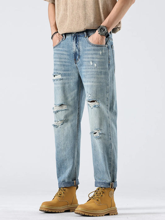 Men's Distressed Loose Fit Jeans - Tigbul's Variety Fashion Shop