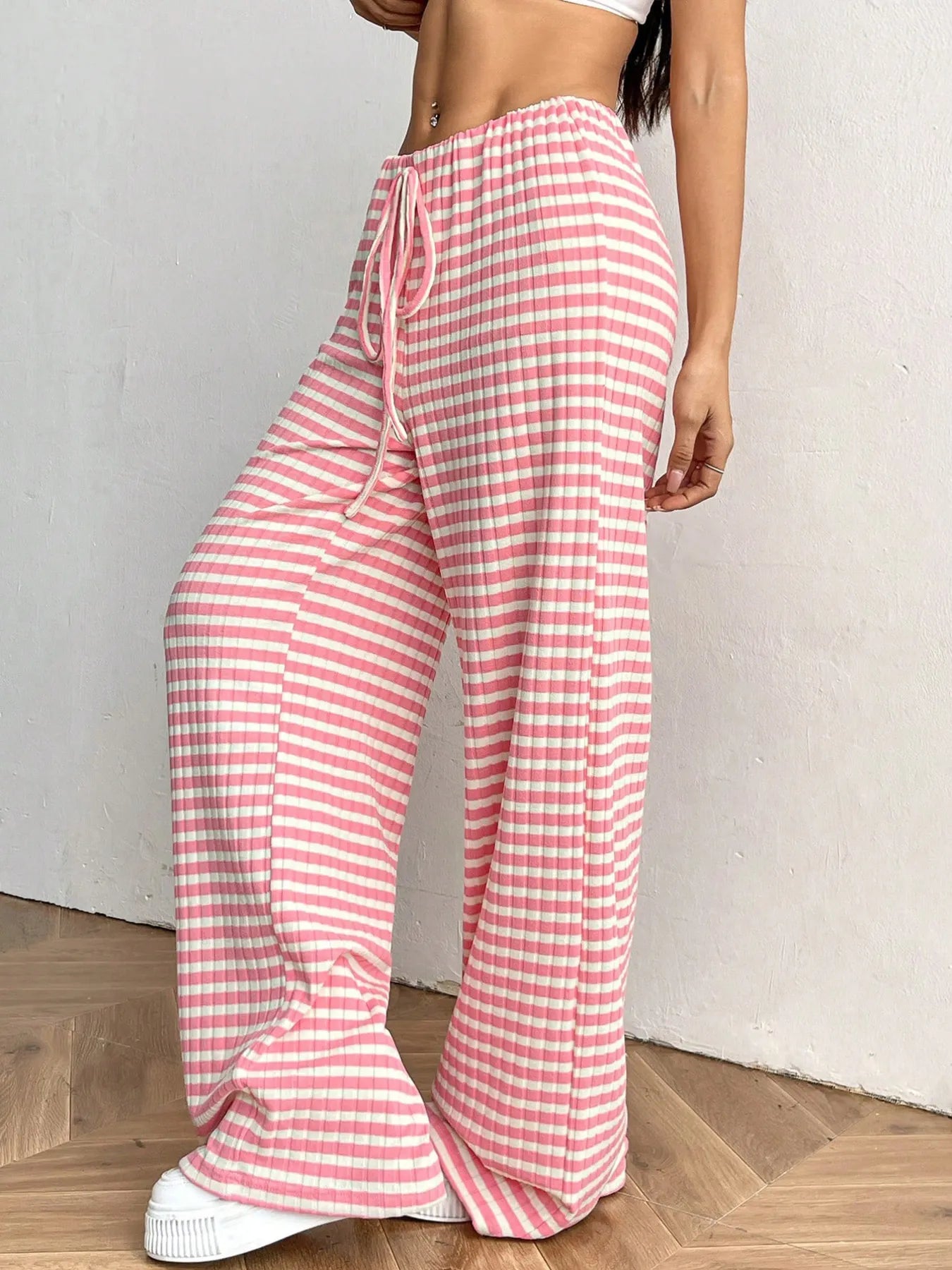 Striped Wide Leg Drawstring Pants - Tigbul's Variety Fashion Shop