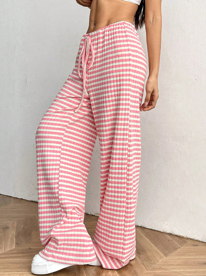Striped Wide Leg Drawstring Pants - Tigbul's Variety Fashion Shop