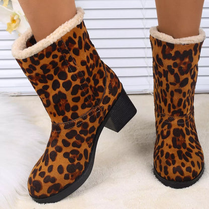 Plush Cuff Block Heel Boots - Tigbul's Variety Fashion Shop