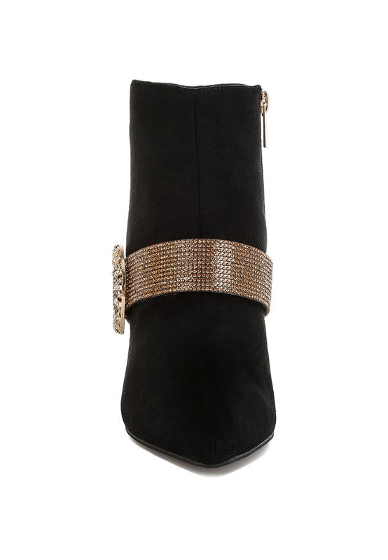 Asagao Diamante & Rhinestones Strap Boots - Tigbul's Variety Fashion Shop