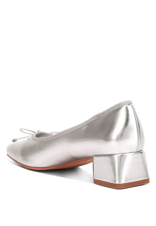 Laga Metallic Low Block Heel Ballerinas - Tigbul's Variety Fashion Shop