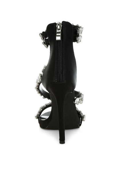Korna Diamante Embellished Stiletto Heel Sandals - Tigbul's Variety Fashion Shop
