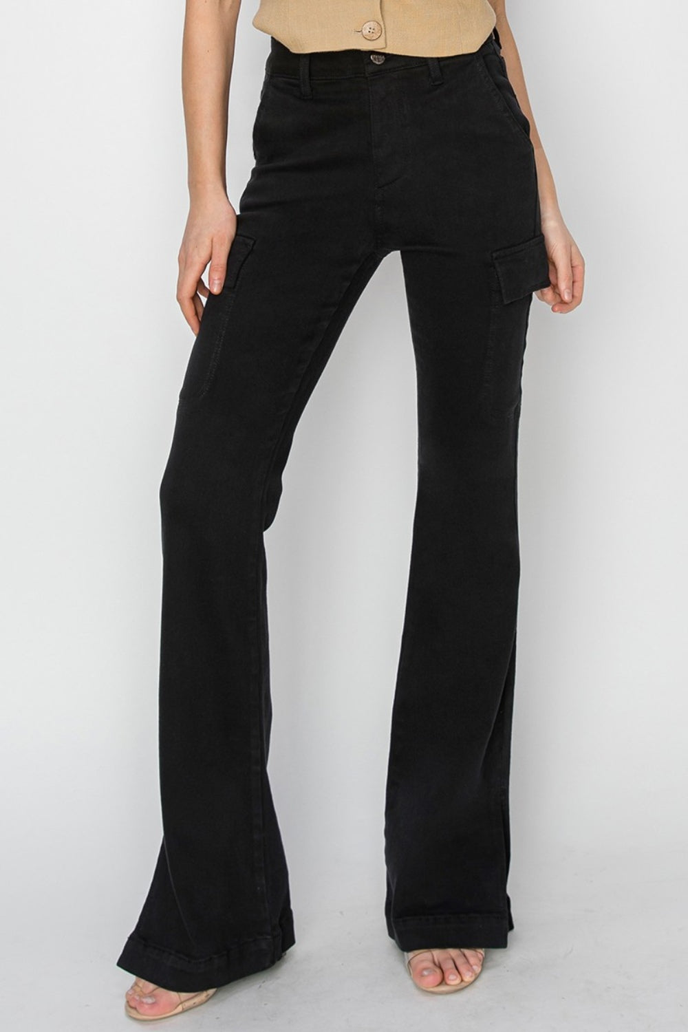 Risen Full Size High Rise Side Slit Cargo Bootcut Jeans - Tigbul's Variety Fashion Shop