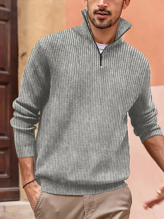 Men's Full Size Quarter Zip Long Sleeve Top Plus Size - Tigbul's Variety Fashion Shop
